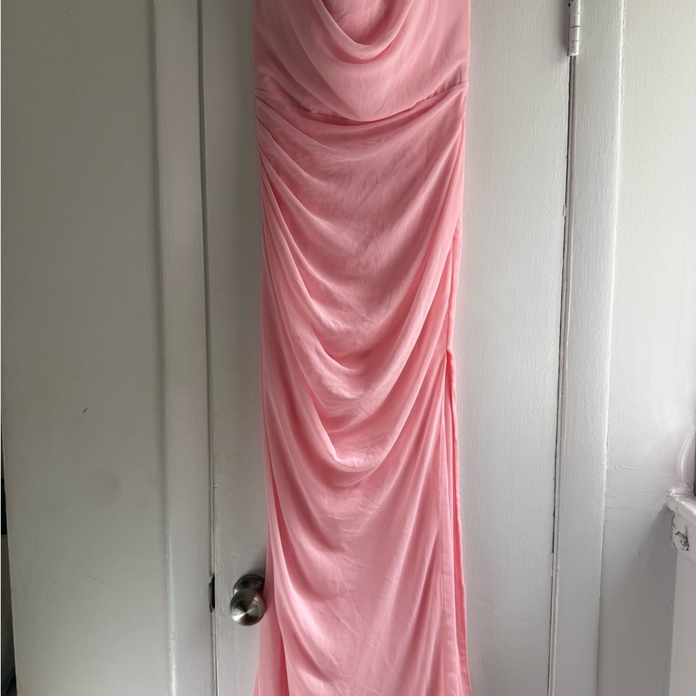House of CB Adrienne Pink Quartz Georgette Strapless Gown - Draped Women's Dress